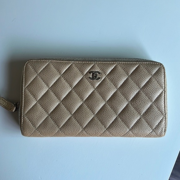 Chanel Champagne Color Zipper Wallet - Picture 1 of 5